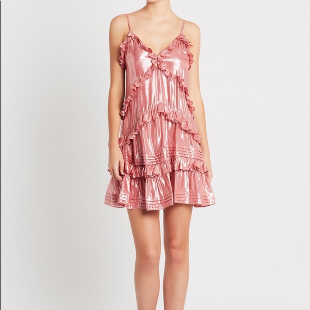 Rebecca Taylor Metallic Chiffon Ruffle Dress